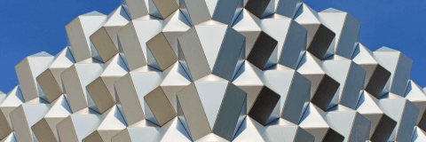 Geometric facade representing technology in development